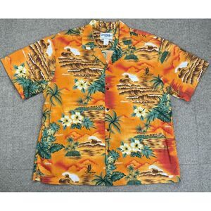 Orchid Designs Men's Vintage Button Up‎ Short Sleeve Hawaiian Shirt Size 2XL